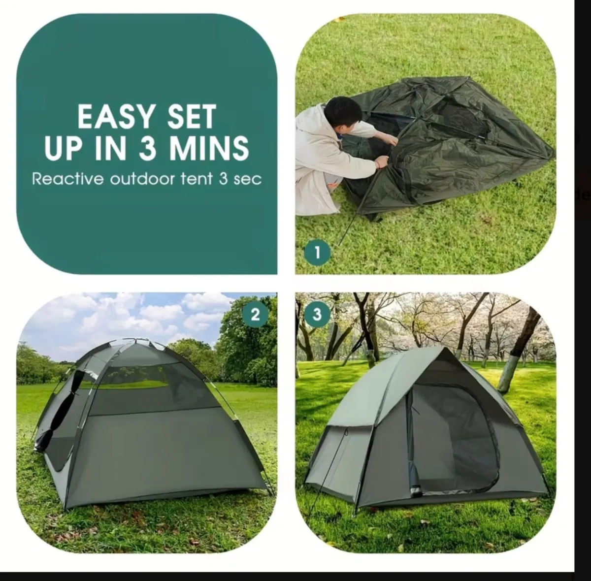 Brand New 2-3 Person Camping Tent | Green