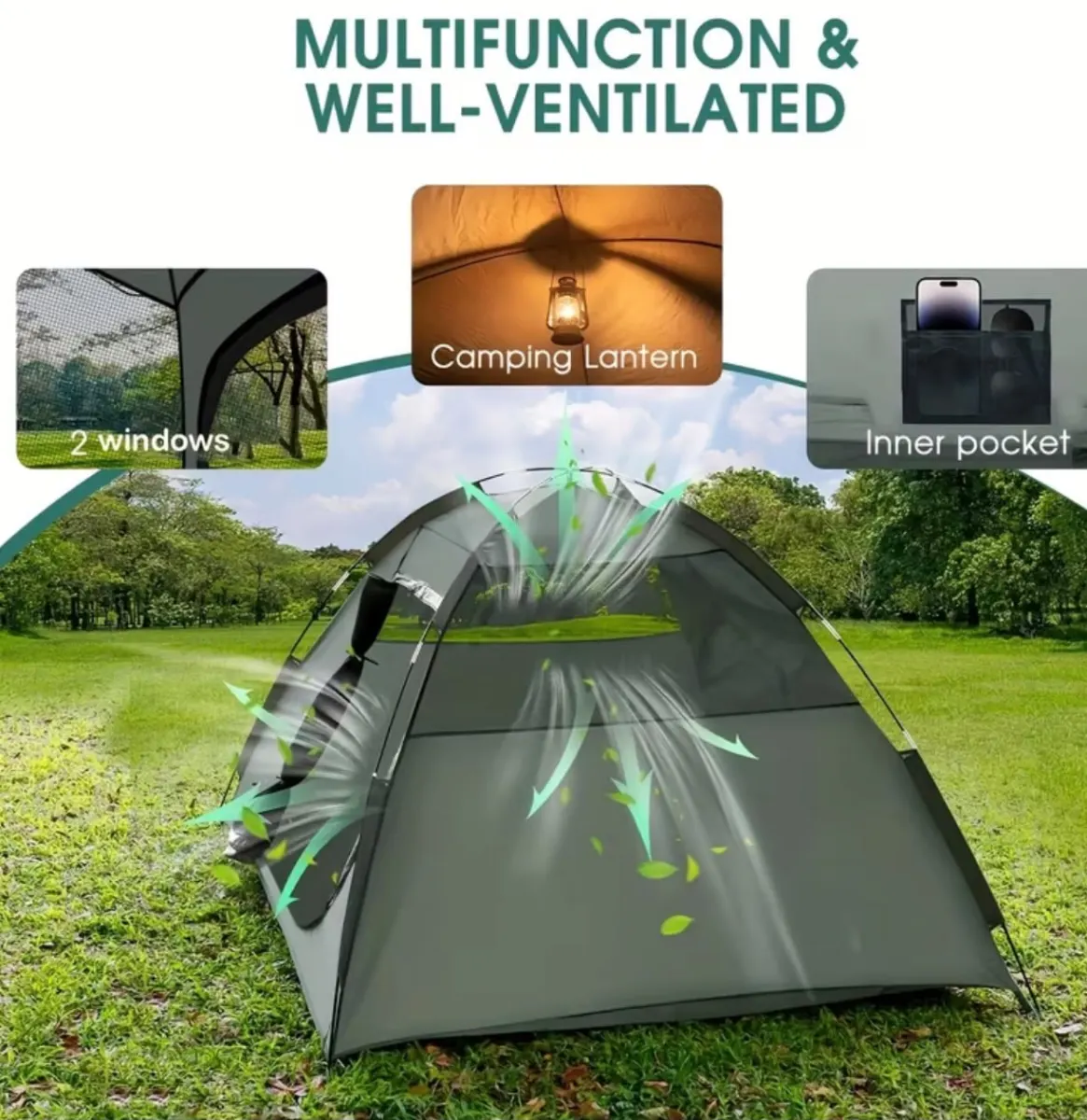 Brand New 2-3 Person Camping Tent | Green