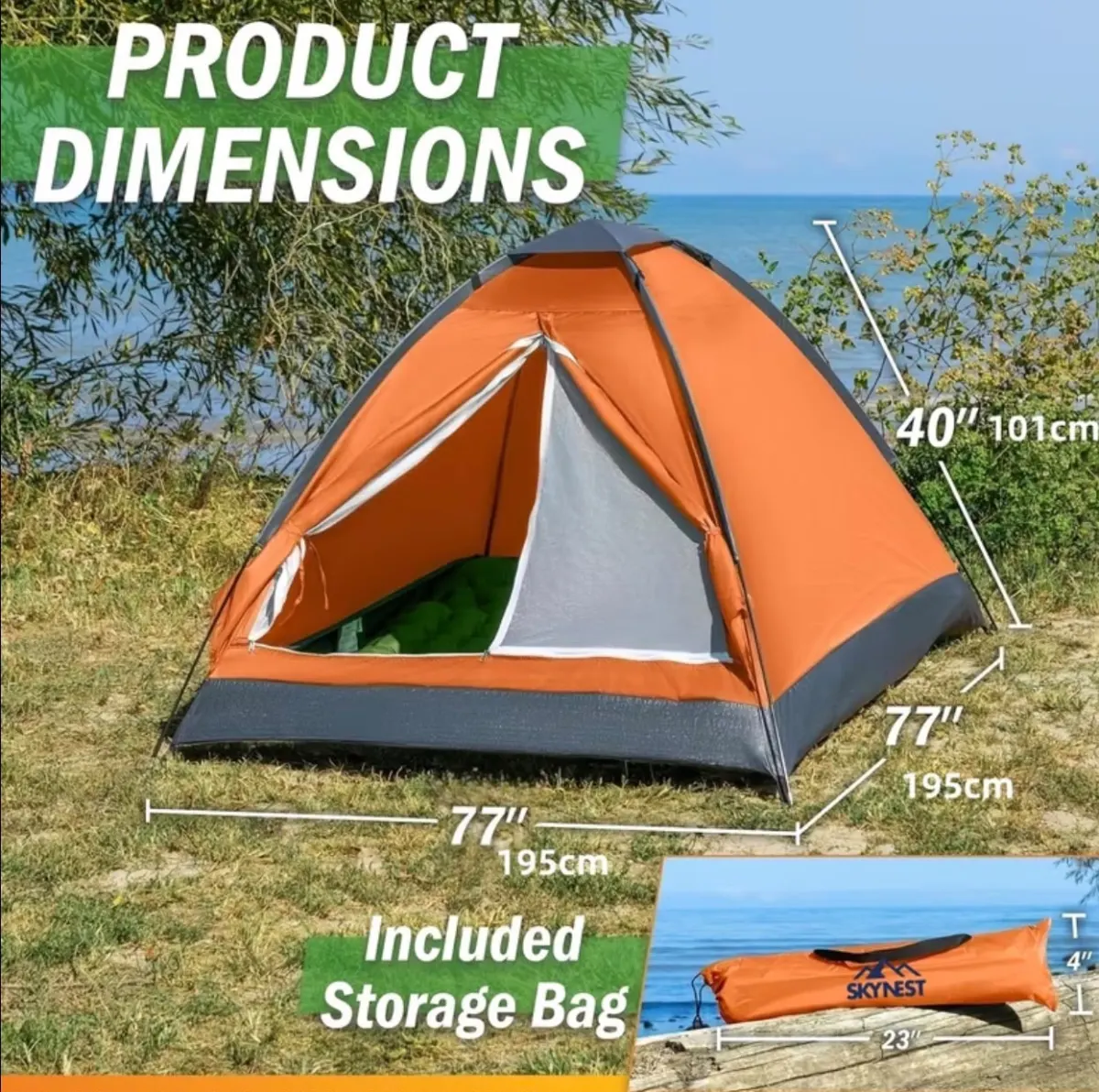 Brand New 2 Person Camping Tent | Orange | Lightweight