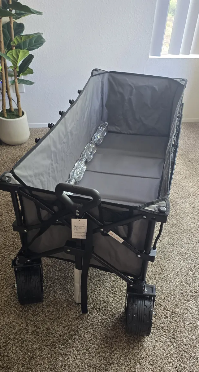 Brand New 2-in-1 Folding Wagon & Reclining Lounge Chair with push handle | Color Black