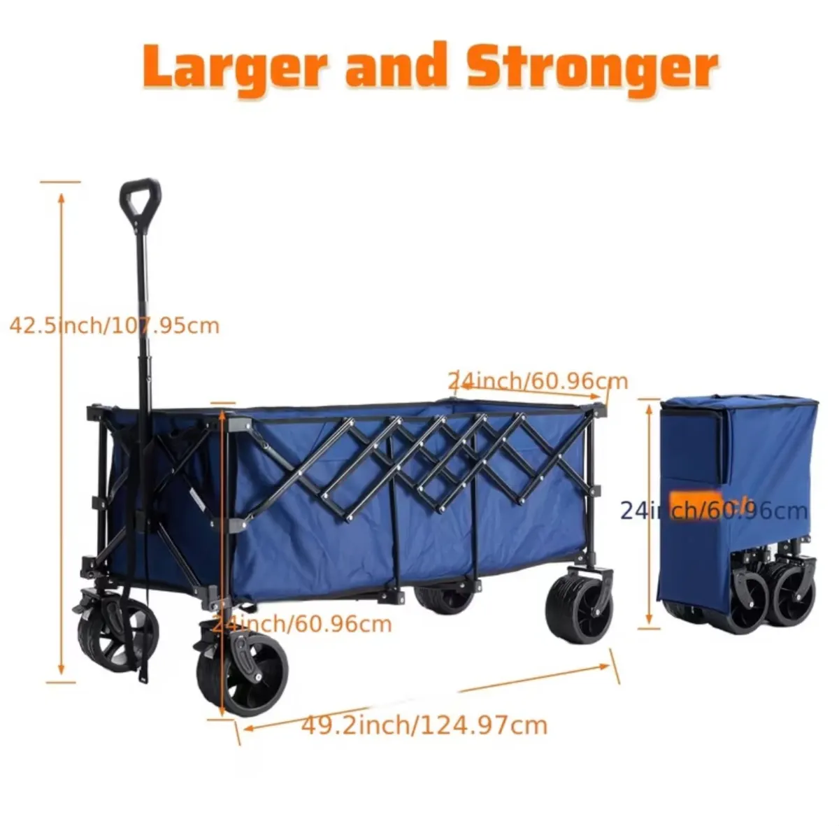 Brand New 2-in-1 Folding Wagon & Reclining Lounge Chair with push handle | Color Black