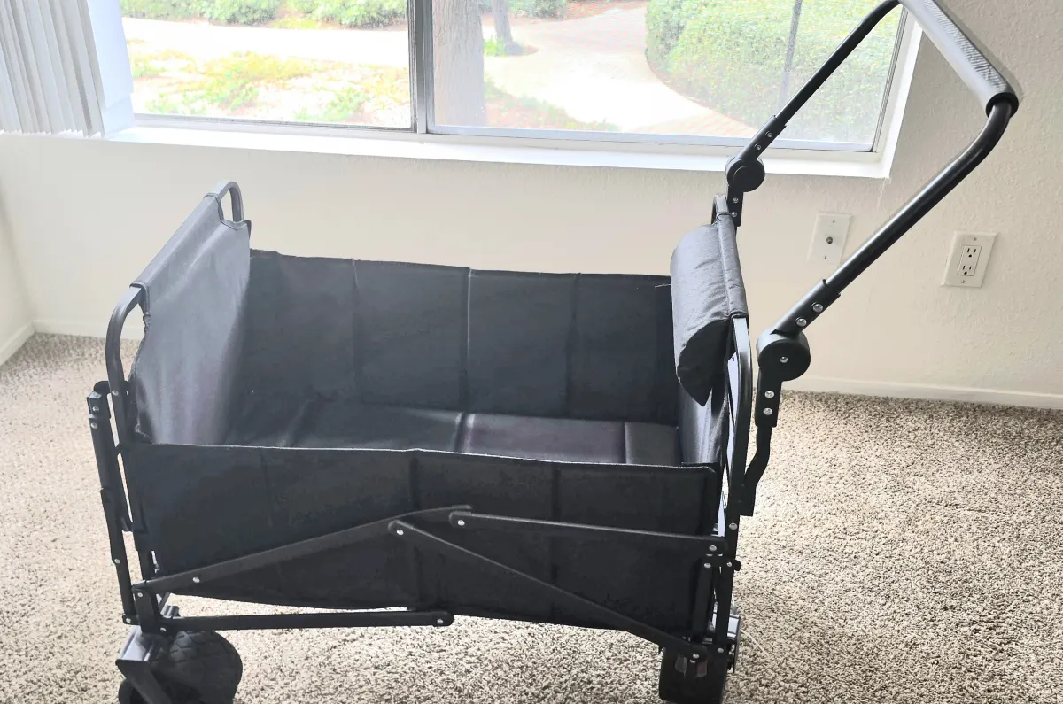 Brand New 2-in-1 Folding Wagon & Reclining Lounge Chair with push handle | Color Black