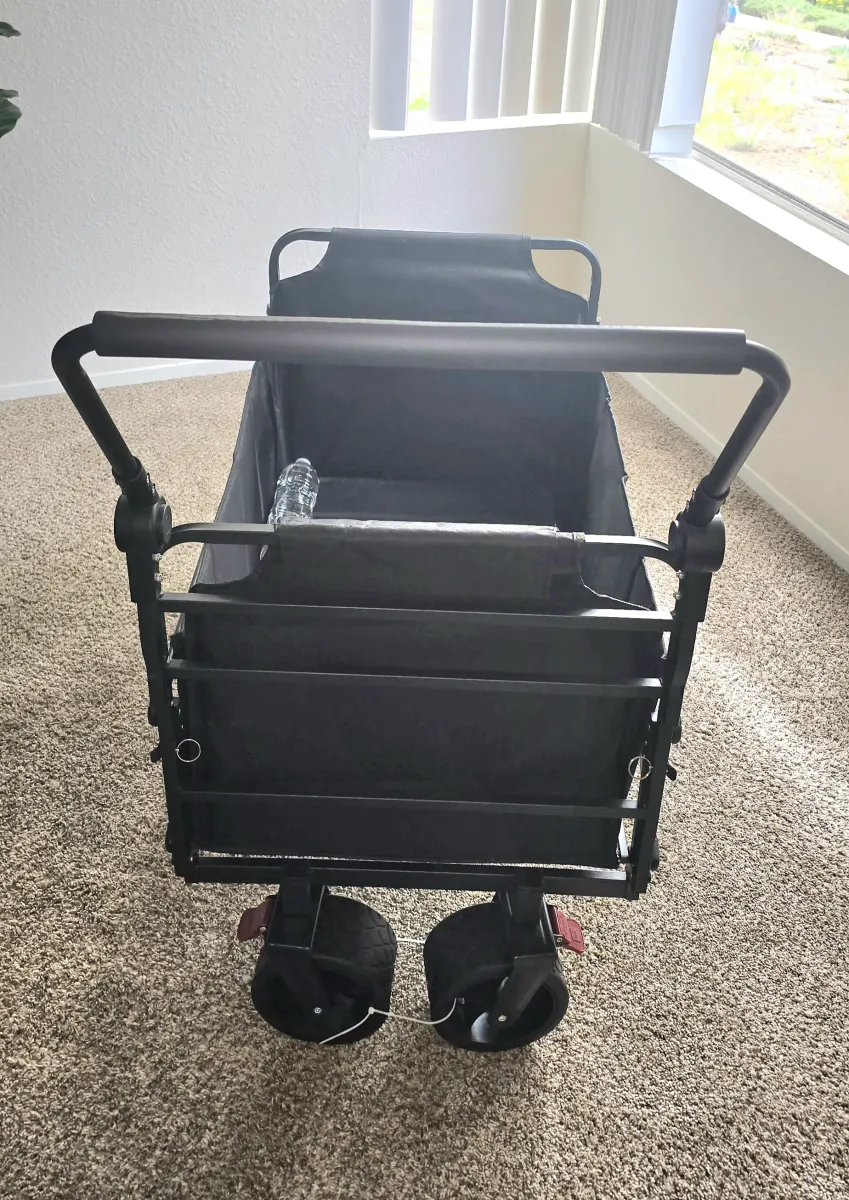 Brand New 2-in-1 Folding Wagon & Reclining Lounge Chair with push handle | Color Black