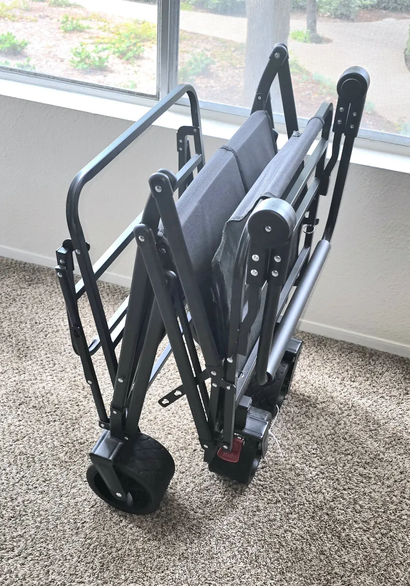 Brand New 2-in-1 Folding Wagon & Reclining Lounge Chair with push handle | Color Black